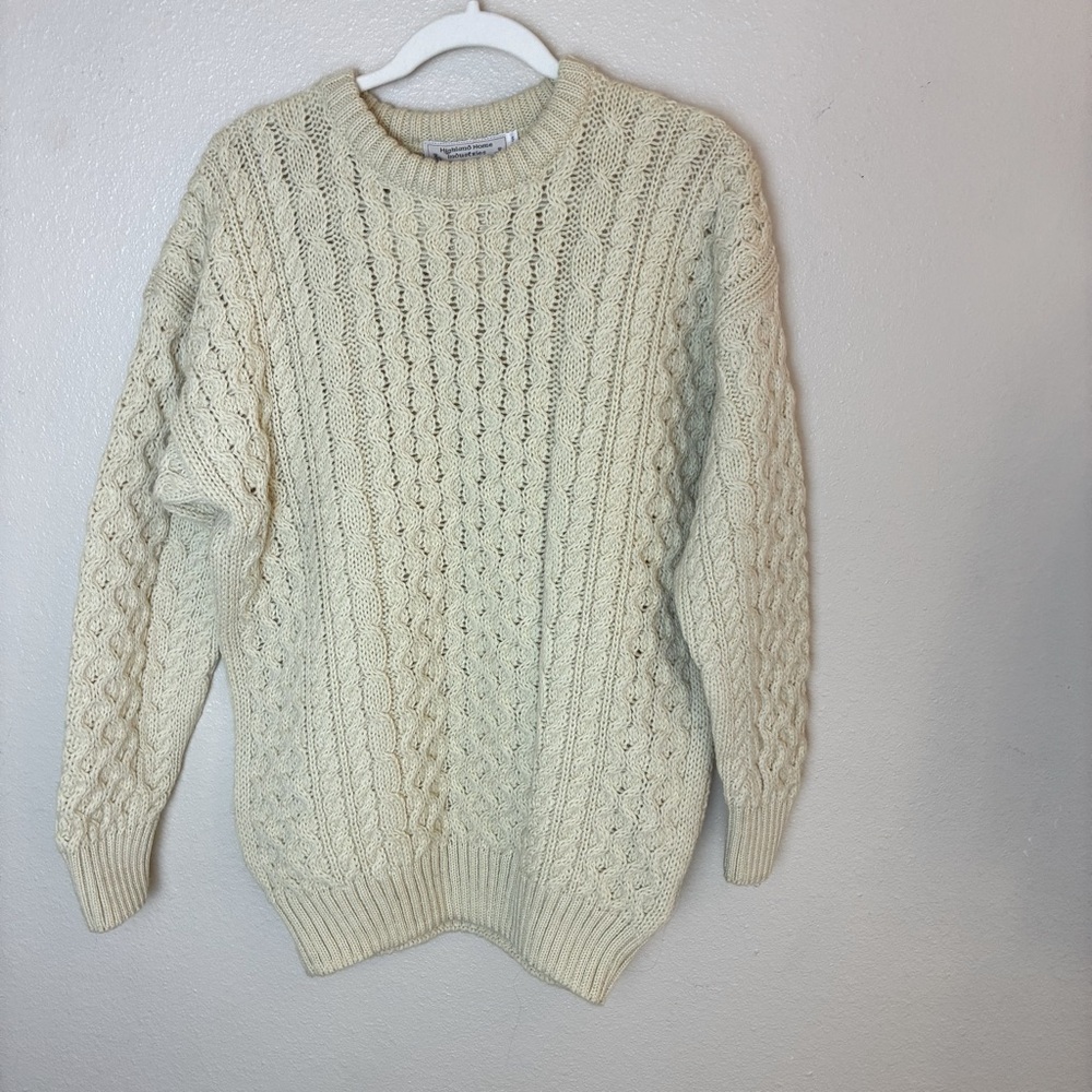 Cream colored authentic wool sweater from Highland Home Industries oversized nwt